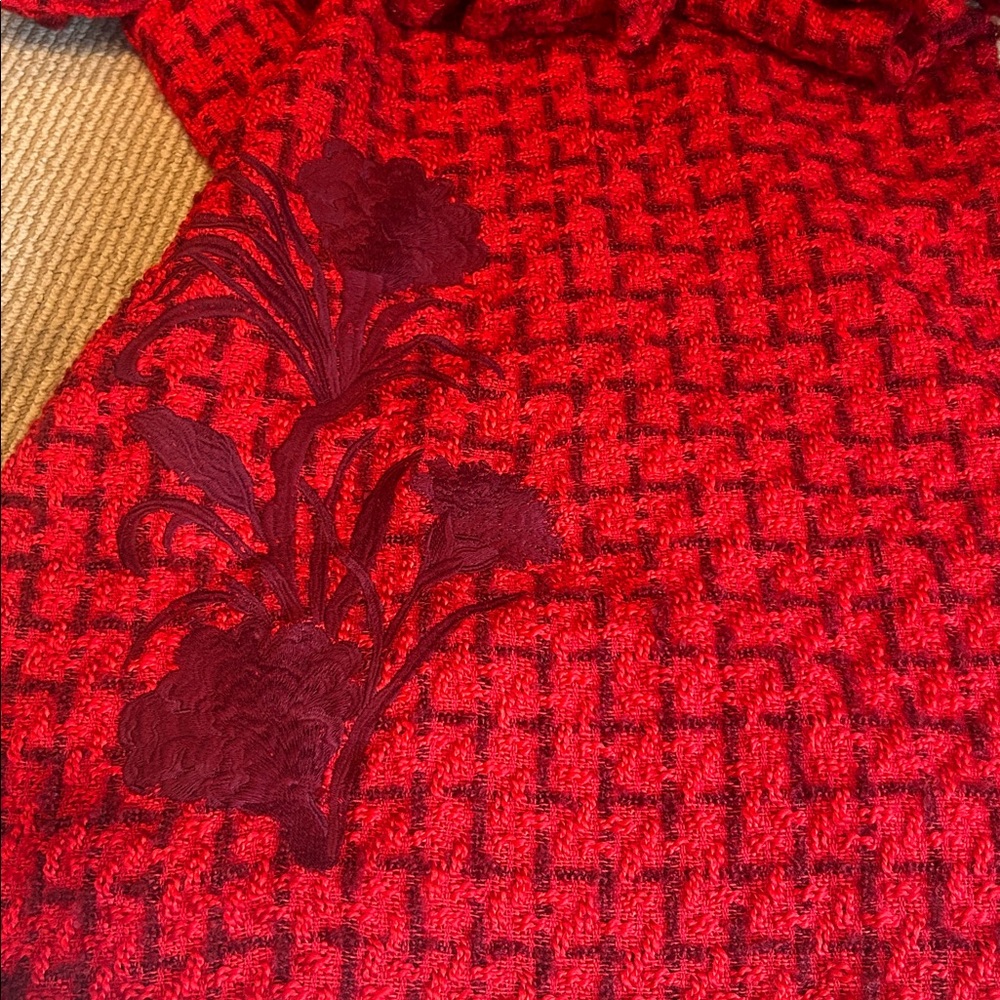 NWT FANM MON Red tweed peplum Midi Dress size medium - Picture 5 of 14